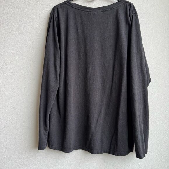 Jungmaven Finch Relaxed Washed Black Gray Hemp Long Sleeve V Neck Top Size XL - Picture 5 of 6